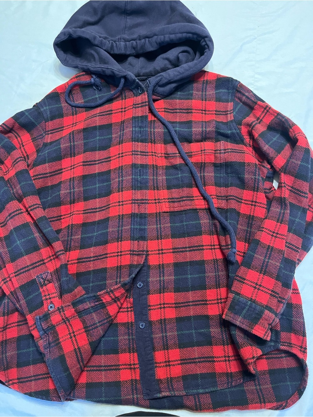 American Eagle Men’s Blue Red Plaid Flannel Jacket Medium